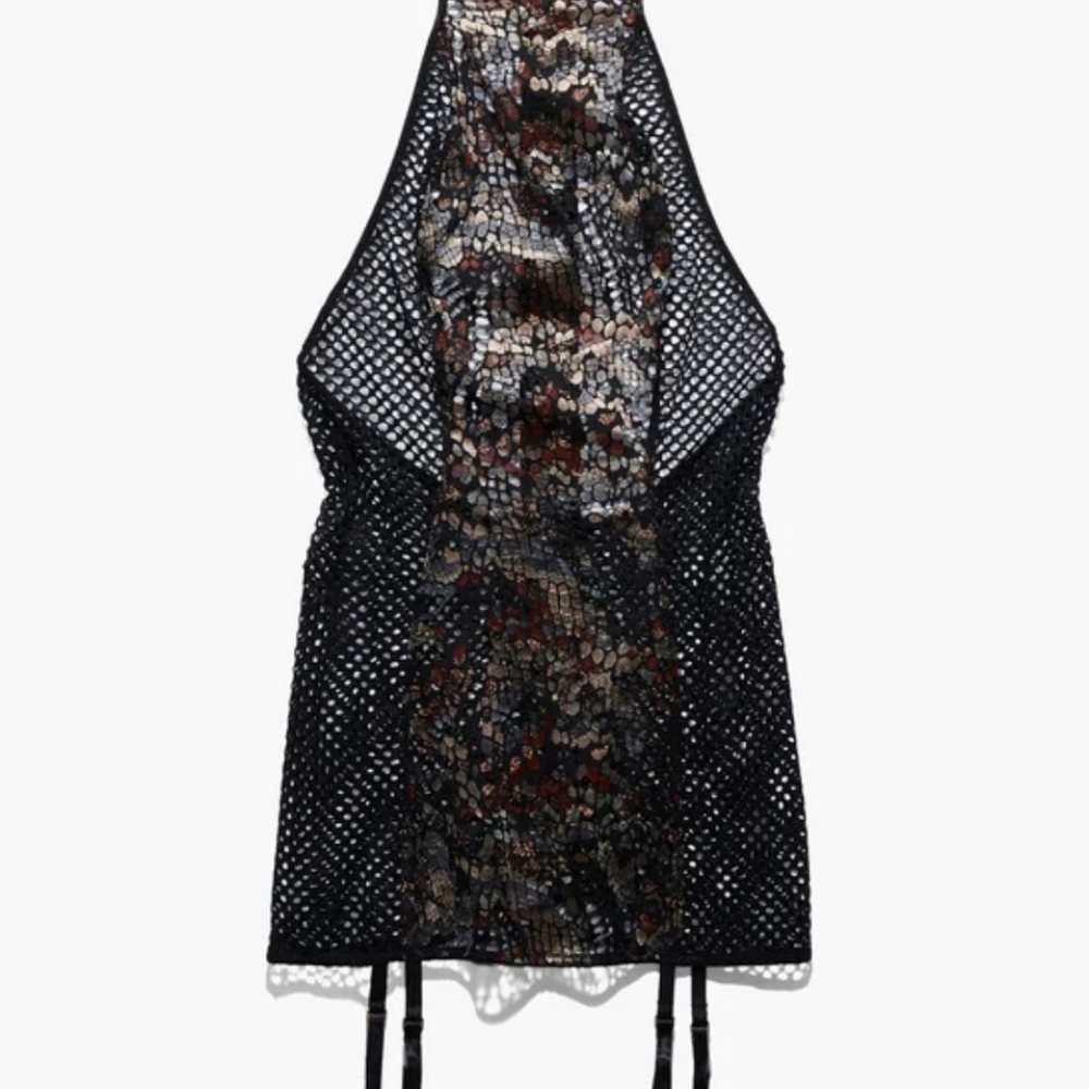 Savage x fenty Cold Hearted Snake lace slip with garter - Picture 2 of 9
